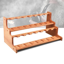 Handmade Wooden Pipe Stand Rack for 16 Tobacco Pipes, Solid Wood Display Holder with Classic Design