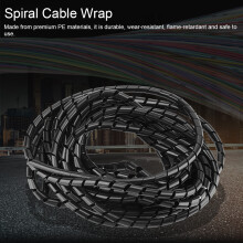 Organizador de Cabos Espiral para Proteção de Fios, Encadernação e Gerenciamento de Cabos para Casa e Escritório (Preto)