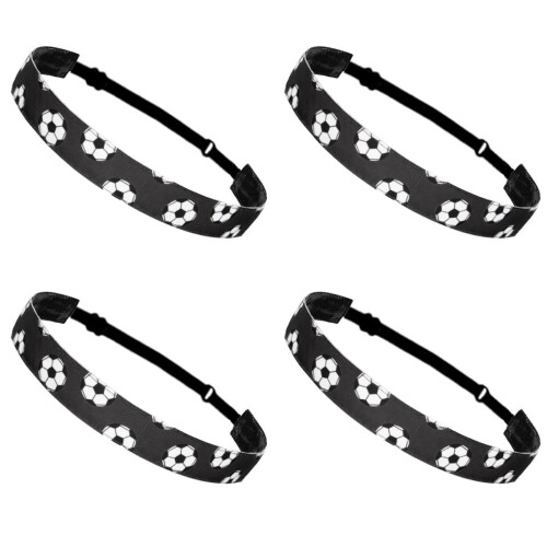 4PCS Elastic Sports Headbands Adjustable Polyester-Black