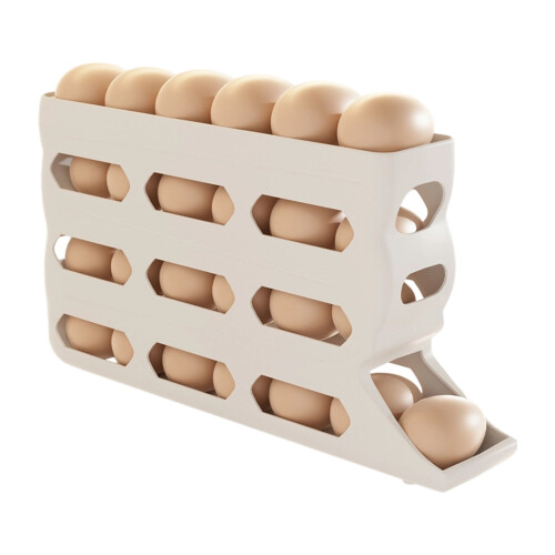 Plastic Eggs Storage Container For Kitchen Fridge-White