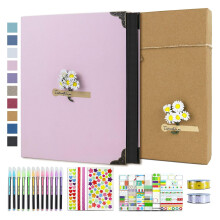 DIY Scrapbook Photo Album Set Hardcover Krafts Paper Photo-Pink