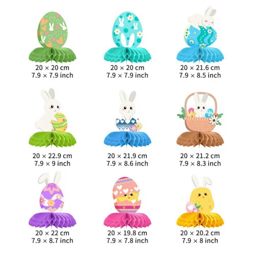 9Pcs Easter Rabbit Eggs Designs Honeycomb Paper-Cartoon animal 2