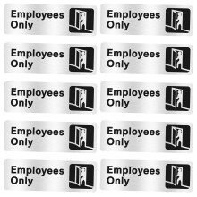 10Pcs Stainless Steel Employee Only Decals For Smooth Surfaces