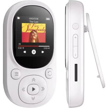 64GB Clip MP3 Player with  5.3, Lossless Sound, FM Radio, Voice Recorder, Supports  to 128GB TF Card White