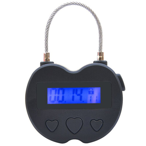 5X   Lock LCD Display  Lock USB Rechargeable Temporary Timer Padlock Travel Electronic Timer Black 1