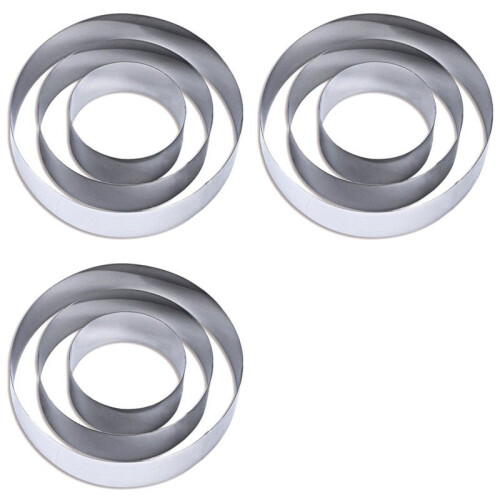 3Conjunto Molde de Bolo Redondo de 4/6/8 Polegadas Ferramenta de Cozimento de Aço Inoxidável Conjunto de Anel de Bolo Cortador de Biscoito Anel de 1