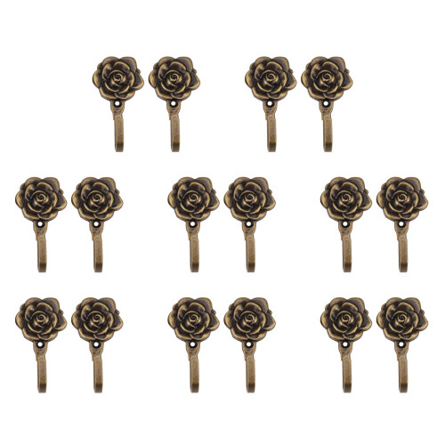 16Pcs Metal Rose Flower Curtain Tie Back Tieback Holders Wall Hooks Decor