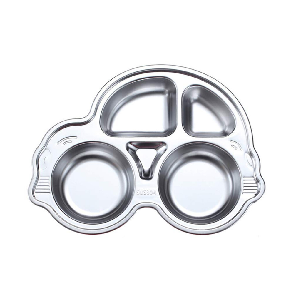 Stainless Steel Baby Dinner Tray Car Shape Bpa Divided Plate For Toddlers Kids Eating Silver