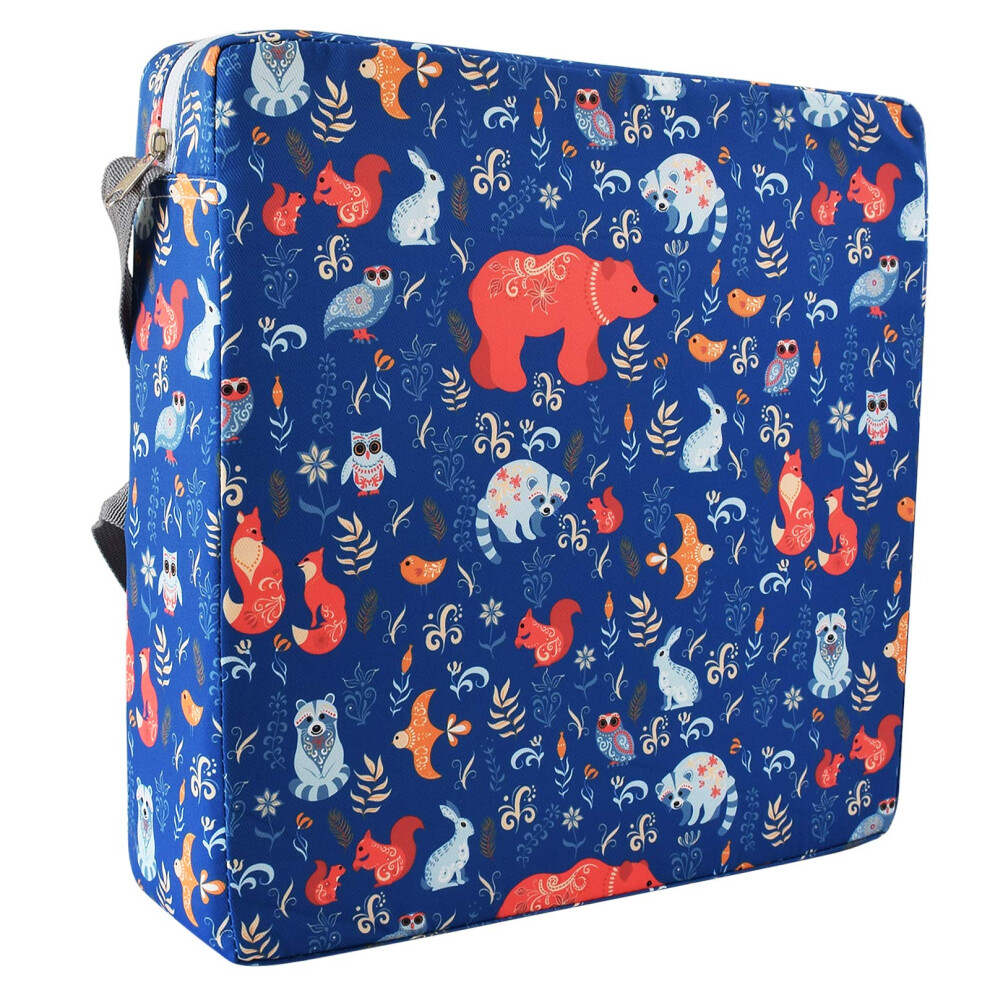 Adjustable Booster Seat for Toddler with Washable Thick Pad, Portable Dining Chair Cushion Blue Bear