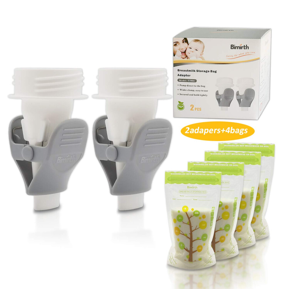 Breastmilk Storage Bag Adapters for Spectra S1 S2 Avent Lansinoh, BPA Wide Neck Pump Connector
