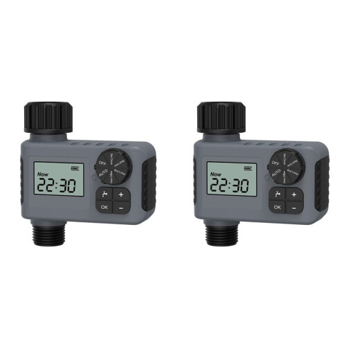 2X Electronic Garden Water Timer with LCD Single-Outlet Hose Irrigation Controller Efficient Water Management Tool A