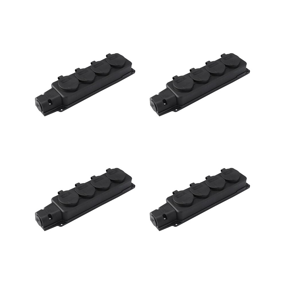 4X European Standard German Plug Plate With Cover Ip54 Waterproof Socket Plug Plate 4 Position Rubber Plug Plate 6031243078703