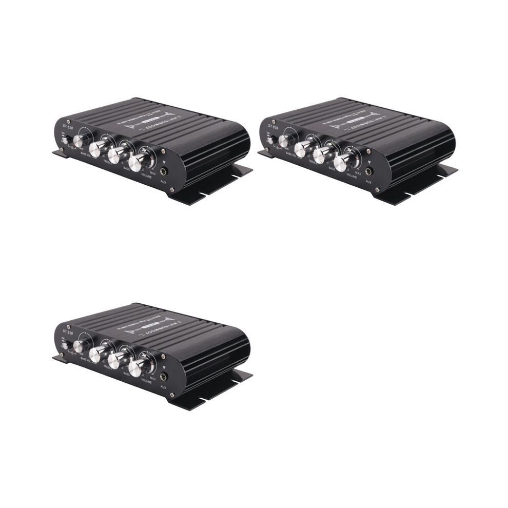 3X St-838 Hifi Amplifier 2.1 Channel Car Mp3 Amp Aux Input High And Low Bass Adjustment Super Bass 20Wx2+40W 4714060057978