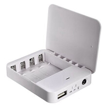 10pcs Portable USB Power Bank Charger Battery External Packing Box Battery Battery Charger Emergency Charger 4X AA,White