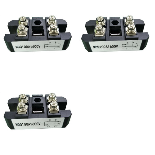 3X MDQ 100A-1600V Black Single-Phase Diode Bridge Rectifier 100A Amp High Power 1600V