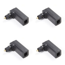 4Pcs Toslink 90 Degree Optical Audio Cable Adapter Male to Female Right Angle 360 Rotates PC TV DVD Stereo Optical Cable
