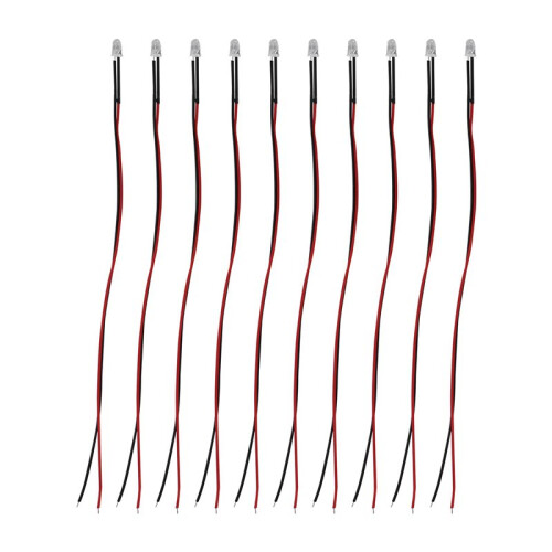50Pcs 5mm Pre-Wired Diffused LED Diodes Light 20ma  3-6V White