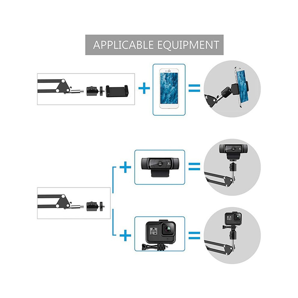 4X Webcam Stand For Desktop Suspension Boom Scissor Arm Stand With Upgraded Round Base,For Webcam 6033875184906