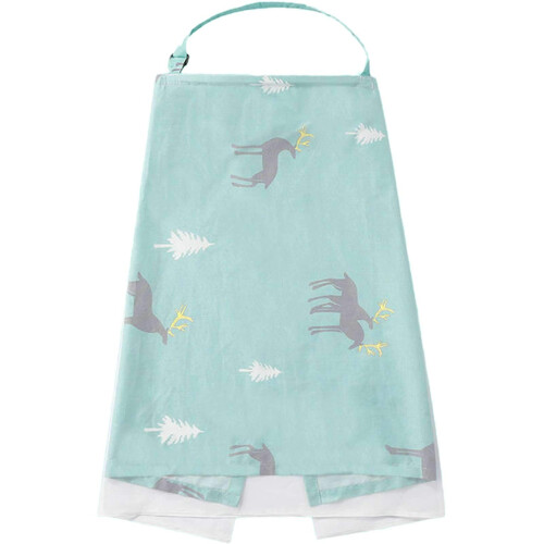 Lightweight Cotton Nursing Cover for Breastfeeding, Full Coverage Apron with Adjustable Strap, Green