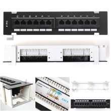2X Netwerktoolkit 12-Poorts CAT6-Patchpaneel RJ45-Netwerkwandmontagerek met Wandmontagebeugel voor Opbouwmontage