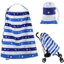 Breastfeeding Cover with Builtin Baby Towel, Breathable Cotton Nursing Apron with Adjustable Strap for Privacy