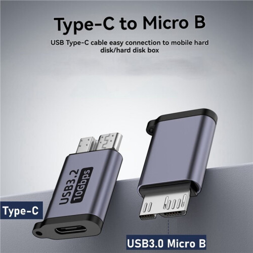 4X Micro-B Male to Type C Female Adapter Type-C USB3.0 Micro-B Connector for External Hard Drive Disk HDD Cable Adapter 2