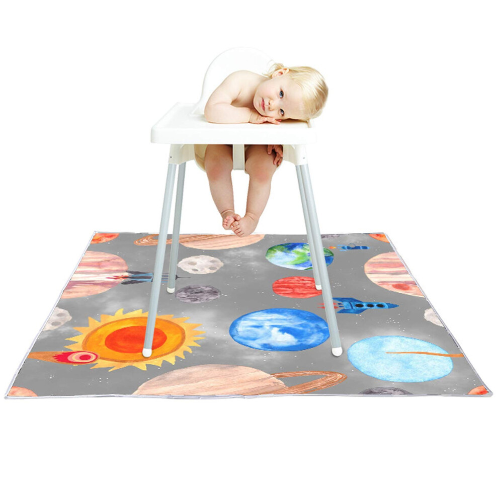 Chair Splat Mat Waterproof Baby Floor Protector Easy Clean Reusable Mat with Space Pattern