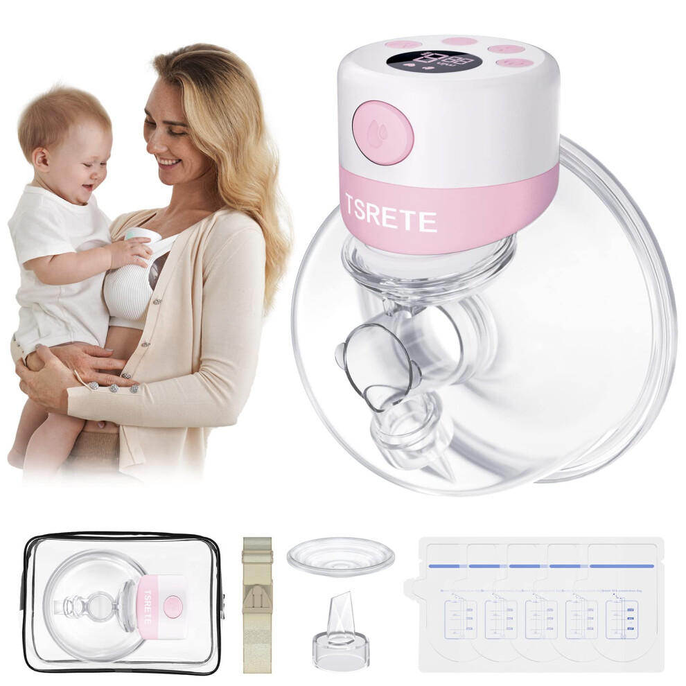 Wearable Hands  Breast Pump Electric with LCD Display, 2 Modes, 9 Suction Levels, Rechargeable 27mm Flange