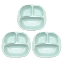Kids Dinnerware Set BPA Smiley Face Design Mint Color Toddler Plate and Bowl Set 3 Pack
