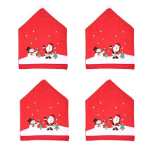 4PCS Christmas Chair Covers, Santa-Claus & Snowman-Red Hat Xmas Chair Back Covers Dining Chair Slipcovers