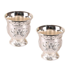 Pack of 2 Rose Shape Zincs Alloys Liquor Glasses 30ml-silver
