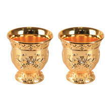 2Pieces Romantics Rose Design Zincs Alloys Shot Glasses-Gold