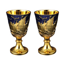 2Pcs Zincs Alloys Cocktails Glasses For Elegant-golden blue