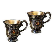 Artistic European Antique Metal Drinking Vessel Shot Glass-2