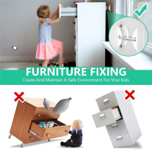 Fixador Anti-Tip para MóVeis ArmáRio de Estante ArmáRio de Metal AjustáVel Engrossado SegurançA Anti-Tip Fixador Branco
