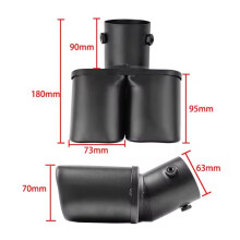 Inlet 63mm Dual Outlet Car Exhaust Tip Stainless Steel Black Exhaust Tips Muffler Tail Double Pipe Tube Tips