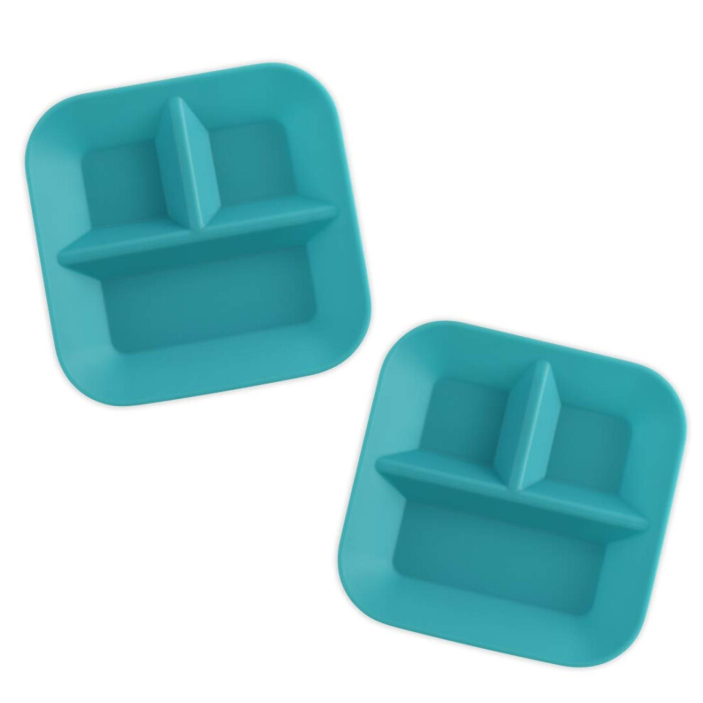 Silicone Baby Plates Set BPA  Microwave and Dishwasher Safe NonToxic Divided Toddler Plates 2 Pack Teal
