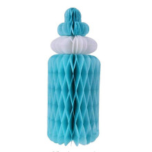 Blue Honeycomb Baby Bottle Centerpiece for Baby Shower Table Decor, Reusable Paper Decoration