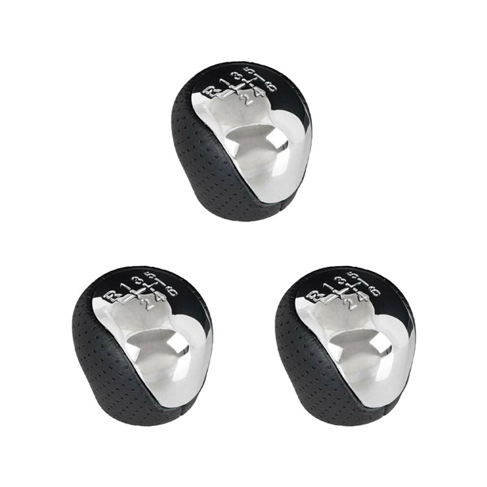 3X Sport Perforated Leather Gear Knob Chrome 6-Speed For I30 Ix35 Tucson 6032475679218