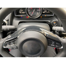 2X Carbon Fiber Steering Wheel Frame Cover Trim for 2 Demio DL Sedan DJ Hatchback 2018 2019