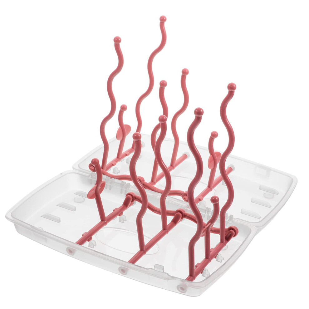 Foldable Baby Bottle Drying Rack with Lid, Dustproof Organizer for Travel and Home Large Capacity