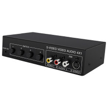 4x1 S-Video+ AV Switcher with 3.5mm Sound Output Metal Case 4 In