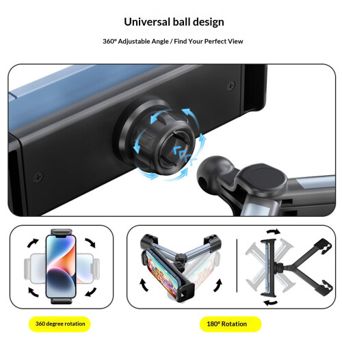 ABS and Metal Constructed Car Headrest Tablets Mount-Black 1