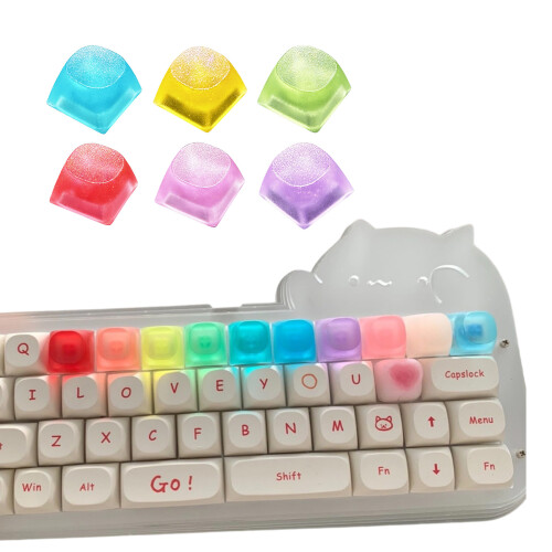 Resin Keycap Comfortable Touchable Keyboard Upgraded-light blue 2