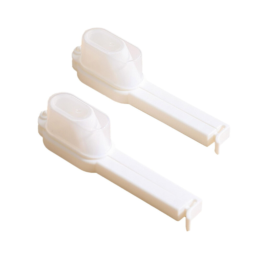 Food Bag Clips With Pour Spout 2Pcs, Reusable Kitchen Storage Clips For Flour And Baby Food, 13.5X3x4cm White