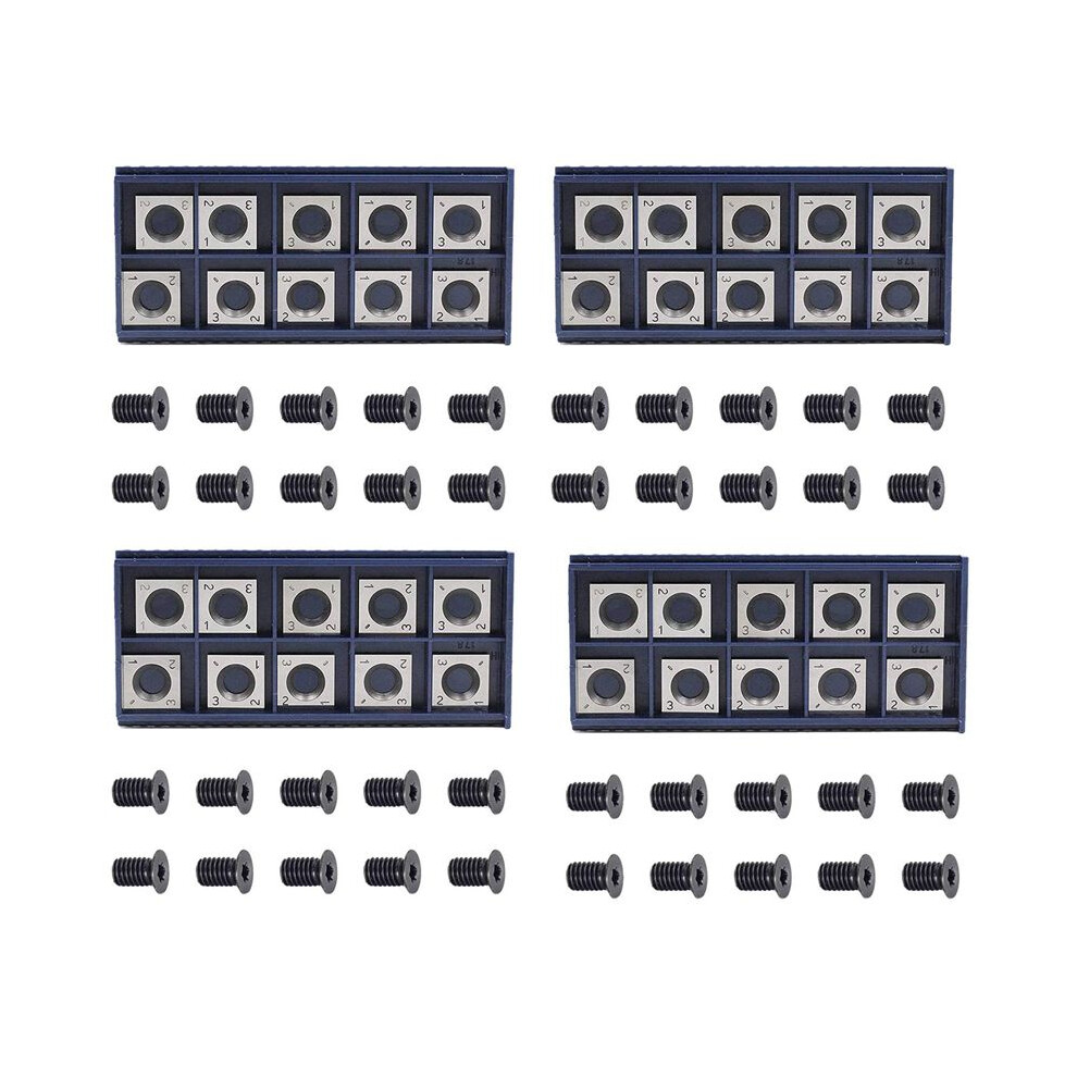 40Pcs 14Mm Square Straight Carbide Cutter Insert With 40Pcs M610mm Screws For Wood Working Spiral Planer Cutter 6033558003890