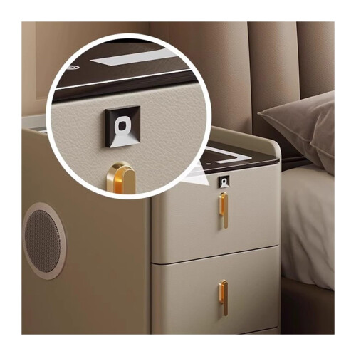 Solid Wood Bedside Table with Smart Control and Easy Drawer Access, Modern Small Nightstand for Bedroom (A) 2