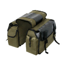 Motorcycle Bicycle Large Capacity Saddle Bag Cycling Canvas Waterproof Saddle Box Side Tool Bag Rear Bag Army Green