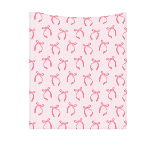 Pink Bow Flannel Throw Blanket 30x40 inch