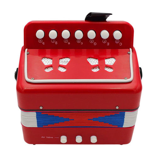 Red Beginner Hexagonal Accordion 10 Keys with Adjustable